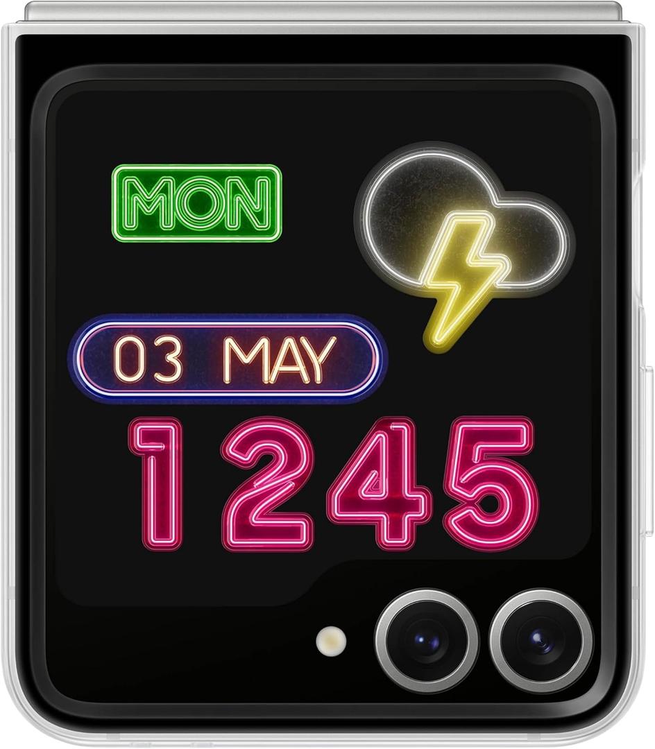 Samsung Galaxy Z Flip 7 FE, 6 Flipsuit Phone Case, Protective Cover with Interactive, Interchangeable Card, LED Lights, Customizable Designs Respond to Motion and Touch, US Version, Gray