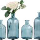 GMWD Glass Flower Vase Set of 6 Green Clear Bud Vases, 14.5 Oz 8 Oz Apothecary Bottle Vases Decorative for Centerpieces Home Decoration Wedding Reception Table Decor