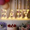 Realspring Woodland Greenery Centerpieces Baby Marquee Light up Sign Letters 8.15'' Baby Shower Letter Battery Operated Gender Reveal Birthday Party Decor for Home Table(Purple), Flower Baby