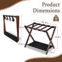 Luggage Rack, Foldable Suitcase Stand with Storage Shelf, Easy Assembly, Heavy Duty Travel Bag Holder for Guest Room, Bedroom, Hotel, Walnut (1 Pack)
