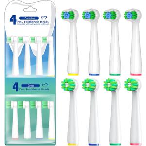 Replacement Toothbrush Heads Compatible with Oral B Braun Pro 1000 Electric Toothbrush Heads, 8 Count Precision Clean Brush Heads Refill Compatible with Oral B Pro 100/500/1000/1500/Genius X
