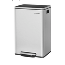 SONGMICS Trash Can, 13-Gallon Gabbage Can, with 15 Trash Bags, Steel, with Soft-Close Lid, Removable Inner Bucket, Handles, Silver ULTB595E01V1