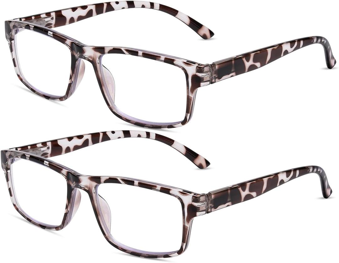 2 Pack Reading Glasses, Leopard Frames Blue Light Blocking Readers,Filter UV Ray/Glare Computer Reading Glasses, Lightweight Spring Hinges Eyeglasses for Women Men(2-pack Leopard,3.5)