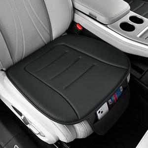 KAYI Car Seat Cushion, Comfort Memory Foam Car Cushions for Driving, Breathable Leather Surface with Anti Slip Rubber Bottom, Seat Cushion for Car and Office Chair (1 Pack, Black)