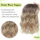 Ms Taj 11 Inch Short Wavy Hair Topper for Women with Thinning Hair, Natural Synthetic Lightweight & Breathable Hairpiece with 6.5"x6.5" Base, Instantly Adds Volume and CoverageOmbre Brown Blonde
