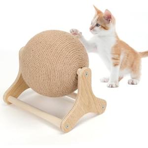 Outamateur Cat Scratcher Ball Toy, Sisal Cat Scratching Ball with Stable Stand, Interactive Exercise Toy for Small Pet Interactive Exercise and Play