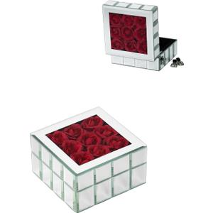 Jewelry Box For Girls Women, Eternal Rose Jewelry Organizer Box, Glass Vintage Rose Jewelry Holder For Earring, Ring, Necklace, Bracelets, Christmas Mother'S Day Valentine Jewelry Gift Box (small)