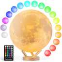 Moon Lamp, 6 Inch Sliding Control Moon Light, Kids Night Light, 16 Colors Moon Night Light with Unique Stand, Timing, USB Rechargeable, Room Decor, Christmas Birthday Gifts for Kid Women Friends Lover