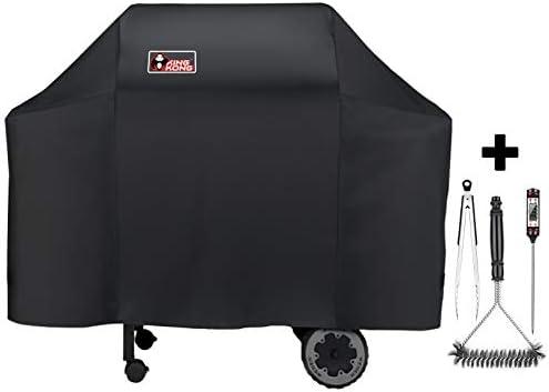 Kingkong 7573/7106 Grill Cover for Weber Spirit 200, 300 Series and Genesis Silver Gas Grill with Grill Brush, Tongs and Thermometer