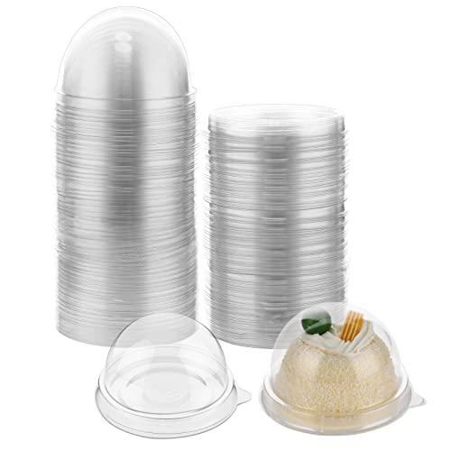 Patelai 50 Pcs Clear Plastic Mini Cupcake Container, Mini Cupcake Box Muffin Dome Muffin Single Container Box for Wedding Birthday Cheese Pastry Dessert Cake (Clear)