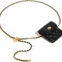Women's Mini Chain Belt Bag with Detachable Belt, Leather Fanny Pack