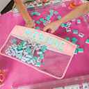 American Mahjong Tile Bag with Zipper,Empty Clear Waterproof Mahjong Bags,Mahjong Accessories and Gifts for Game Lover Gift Travel (Pink)