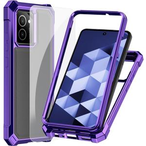 2 x Ailiber for HMD Vibe 4G Phone Case, [Not Fit HMD Vibe 5G], with Screen Protector, Dual Layer Shockproof Bumper, Clear Transparent [Anti Yellowing], Slim Scratch-Resistant Cover-Purple