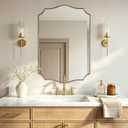 ANDY STAR 20"x30" Gold Vanity Mirror, Bathroom Mirrors for Wall, Antique Champagne Bronze Mirror in Rustproof Stainless Steel Thin Frame, Elegant Curved Scallop Design, Ideal for Home Remodel