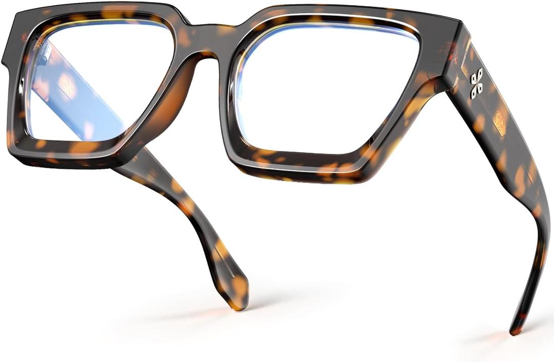 VISOONE Blue Light Blocking Glasses with TR90 Rectangle Frame and Chic Preppy Look for Women Men RIVER (Coco Tortoise)