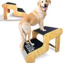 Dog Steps for Bed,Extra Wide Dog Stairs for Large Dogs2-Step Bamboo Pet Ramp for Large Senior/Older Dogs or Pet Up to 160 Pounds Get to Couch Or High Bed (H:16 inch)