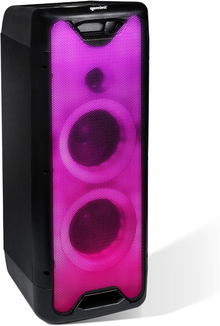 Gemini Bluetooth Party Speaker 800W with LED Lights, Dual 6.5 Woofers, Mic & Guitar Inputs, TWS Pairing, USB/FM/AUX/Bluetooth Playback, 16 Hr Battery  Portable Speaker for Parties (GLS-550) (24 Inch Speaker)