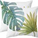 Tritard Olive Green Tropical Leaf Throw Pillow Covers Decorative Botanical Monstera Banana Leaves Couch Pillow Cases Farmhouse Outdoor Cushion Covers for Bedroom Living Room Sofa, 18" x 18"