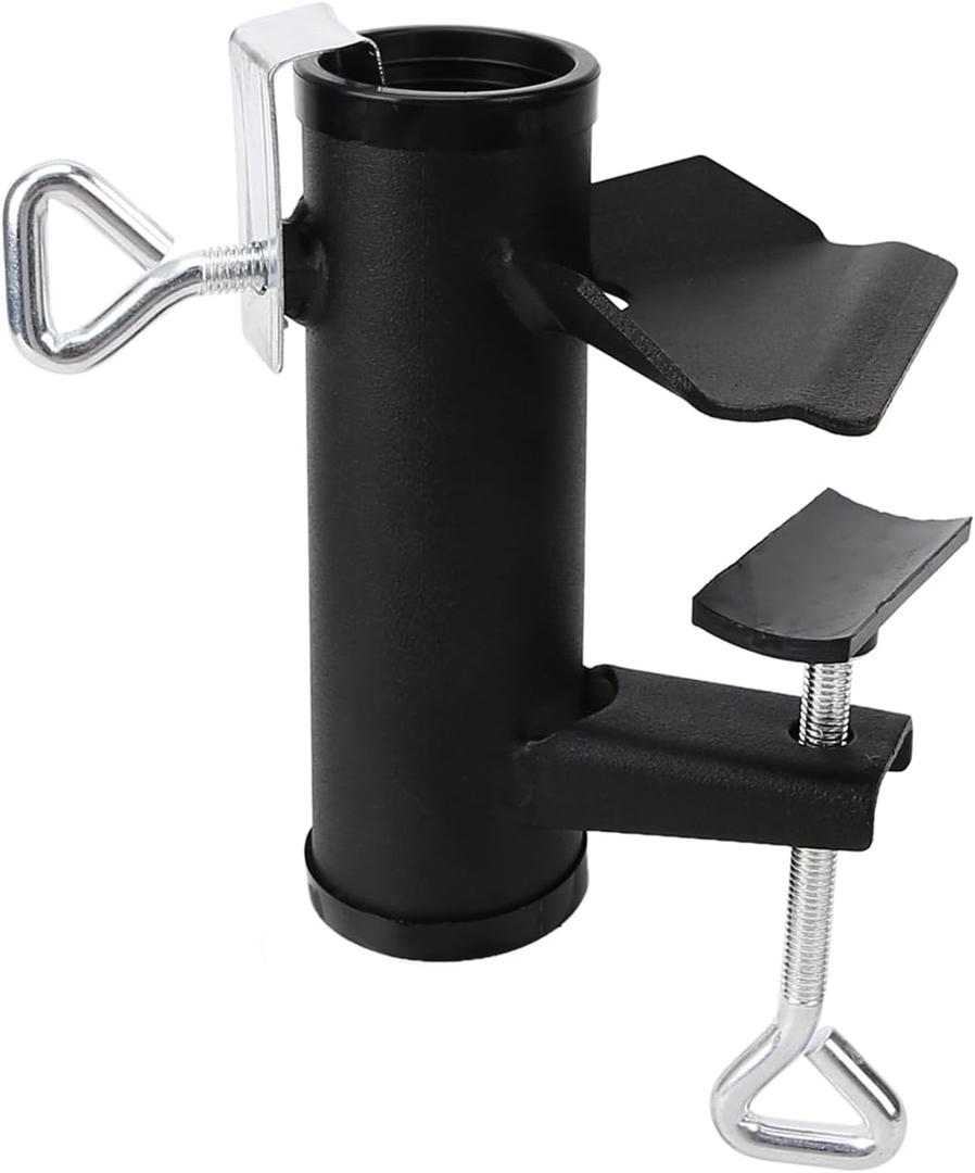 Patio Umbrella Clamp Outdoor Umbrella Holder Bench Buddy Deck Umbrella Stand,Metal Clamp Holder Clip Beach Fishing Umbrella Mount Clamp for Deck Railing,Bleachers,Tailgates,Boats,Poles,Fences (Black)