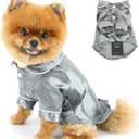 Soft Faux Silk Sleepwear for Small Dogs, Cats Lapel Doggie Loungewear, Lightweight Breathable Puppy Pajamas PJS Two-Legged Pet Shirt Clothes Summer Spring, Chihuahua Apparel, Button Up, Gray, Small