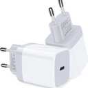 USB C Adapter, European Plug Adapter, 2-Pack Fast 20W Europe Travel Plug Power Adapter Type C Wall Chargers for iPhone 17 16 15 14 13 12 11 Pro Max XR XS X 8,Samsung Galaxy S25 A17,iPad,Google Pixel
