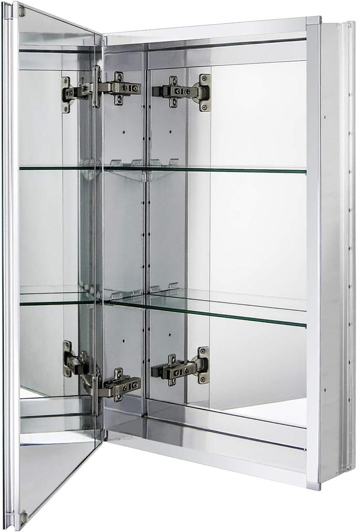 15 x 24 Medicine Cabinet, Recessed Mount Only, Two Adjustable Glass Shelves