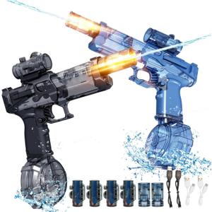 2 Pack Electric Water Guns with Lights, Full Auto, 32 FT Range Squirt Guns, High - Power Blasters for Summer Fun, Perfect Outdoor & Pool Water Toys for Adults & Kids