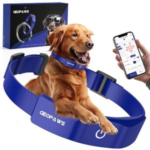 GPS Electric Dog Fence with Free App, Wireless Fence System with Training Collar, Adjustable of Dogs Portable Fence for Outdoor Use, Rechargeable Waterproof Flexiable Collar, (Blue)
