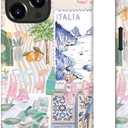 for iPhone 13 Pro Max Case Cute - Wireless Charging Compatible - Dual-Layer Hard Shell + Silicone Cover - Aesthetic Protective Phone Case for Women - Coquette Italian Summer Collage Coastal