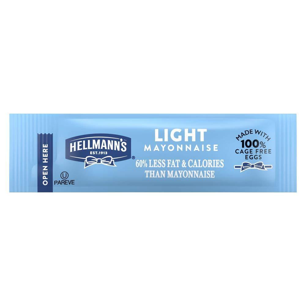 Hellmann's Light Mayonnaise Stick Packets Easy Open, Condiment for Sandwiches, Salads, Mayo Made with 100% Cage Free Eggs, Gluten Free, 0.38 oz, Pack of 210 (EXP 07/19/26)