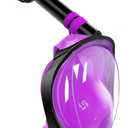 Greatever G2 Full Face Snorkel Mask with Latest Dry Top System,Foldable 180 Degree Panoramic View Snorkeling Mask with Camera Mount,Safe Breathing,Anti-Leak&Anti-Fog (Large/ X-Large, Purple)
