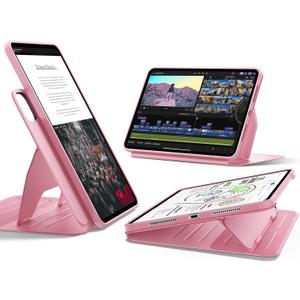 ESR for iPad Pro 13 Inch Case (M5/M4) 2025/2024, Rotating Case with Removable Magnetic Cover, Adjustable Portrait/Landscape Stand with Raised Screen View, 9 Standing Angles, Shift Series, Pink
