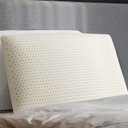 Latex Pillow, 100% Talalay Natural Latex Pillow, Soft Sleeping Bed Pillows with Cotton Cover, Queen Size, Perfect for Side/Back Pain, Stomach, Neck, Stress Relief (1, Queen (Mid Loft)