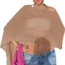 Yoawdats Women Sheer Poncho Shrug Lightweight See Through Knitted Mesh Shawl Y2k Asymmetrical Poncho Tops Cover Ups