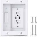 ELECPOW Cord Hider Wall with Dual AC Outlets & Dual USB-A Ports, in Wall Cable Management Kit for Wall Mounted TVRecessed Outlet with TV Wire Hider for Power Cables & Low Voltage Wires.