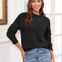 ZAFUL Women's Mock Neck Sweater Long Sleeve Ribbed Knit Basic Cropped Pullover Sweater (Black, L)