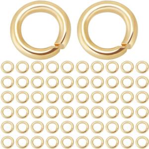Beebeecraft 1 Box 600Pcs 4mm Open Jump Rings 18K Gold Plated Stainless Steel Single Loop Small Circle Frames O Ring Connectors for Bracelet Necklace Jewellery Making