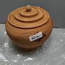 Basket Storage Rattan Woven Baskets with Lid Round Wicker Fruit Boxes Decorative Tray Lids Sundries Mini Snack Bread Organizer (11)