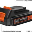 BLACK+DECKER 20V MAX Battery, 1.5Ah Lithium Ion Battery, Extended Runtime, Compatible with Tools, Outdoor Equipment and 20V Vacuums (LBXR20)