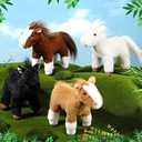 Skylety 4 Pcs Horse Plush 8 Inch Horse Stuffed Animals Cute Animals Plush Assorted Toy Brown Gifts Birthday Party Favors Supplies Decoration