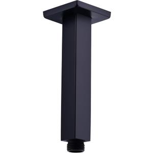 6 Inch Square Ceiling Mount Shower Arm with Flange, Stainless Steel Matte Black Replacement Rain Shower Head Extension Arm
