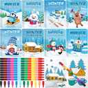 Funrous 24 Set Winter Coloring Books with Crayons Bulk Winter Christmas Party Favors Gifts Animals Penguin Polar Bear Snowman Activity Book Pages for Holiday Birthday Goodie Bags Fillers Prizes