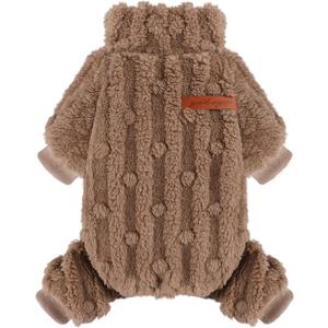 Dog Sweater for Small Dogs, XXS Dog Sweaters Turtleneck Doggie Pajamas Jumpsuits, Small Doggy Clothes Girl Boy, Cold Weather Puppy Onesie Outfits Yorkie Chihuahua Apparel,Khaki, S