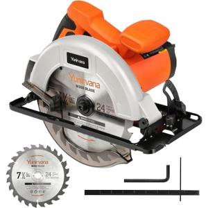 11 Amp Corded Circular Saw with Circular Saw Blade, 6000RPM, Adjustable Cutting Depth, 7-1/4 Inch Blade, Ideal for Wood and Plastic Cuts, Professional Carpentry Tool for Precision Cutting