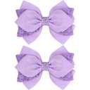 4 Inch Sparkly Glitter Purple Hair Bow Clips for Girls Boutique Sequin Alligator Barrettes Pins for Teens Toddler Children Kids Grosgrain Hair Accessories for Christmas Halloween Fall Birthday