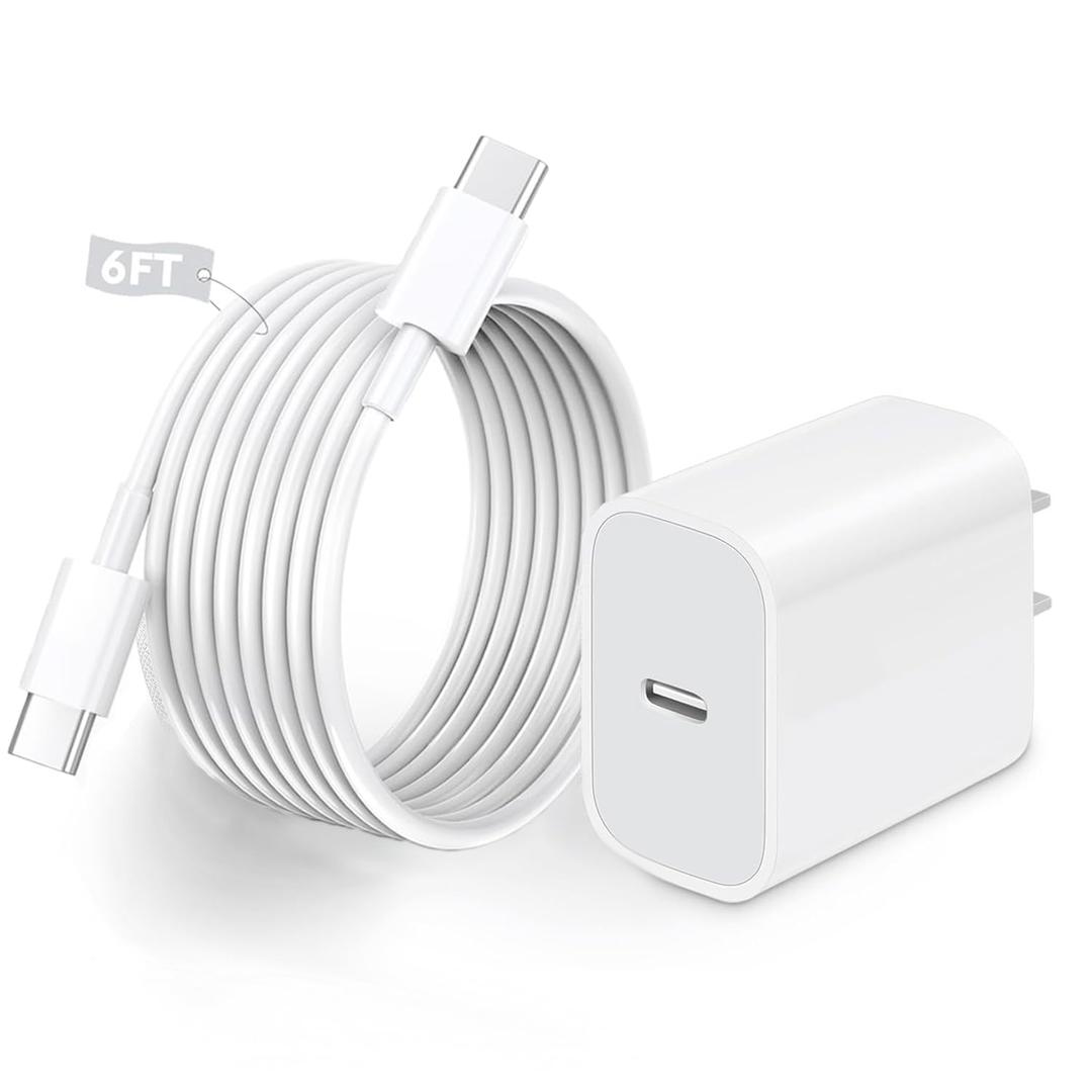 30W USB-C Power Adapter Fit for MacBook Air 13/12 inch M1/M2, 2022 2020 2019 2018 Laptop, iPad Pro 12.9/11 inch, iPhone 16/15 Pro Max, Type C Wall Fast Charging Power Supply Cord Replacement