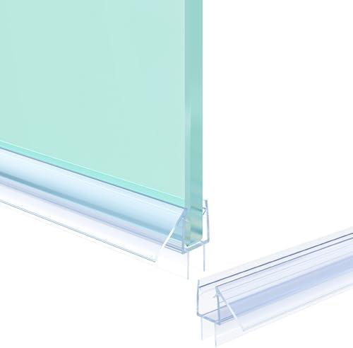 Shower Door Bottom Seal Strip, 2PCS Seal Strip, Clear PVC, 36" Length, Fits 10mm Thick Glass, Prevents Leaks, Easy Installation, No Adhesive Required (Clear, 36in for 3/8"(10mm))