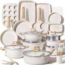 CAROTE 44pcs Pots and Pan Set Nonstick, Cookware Sets, Cooking Set Non Stick, Induction Cook Ware with Bakeware Set, Kitchen Knife Set, 44 Piece