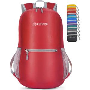 ZOMAKE Ultra Lightweight Hiking Backpack 20L, Packable Small Backpacks Water Resistant Daypack for Women Men(Bright Red)
