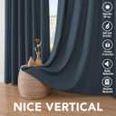 H.VERSAILTEX Linen Blackout Curtains 84 Inches Long 100% Absolutely Blackout Thermal Insulated Textured Linen Look Curtain Draperies Anti-Rust Grommet, Energy Saving with White Liner, 2 Panels, Navy